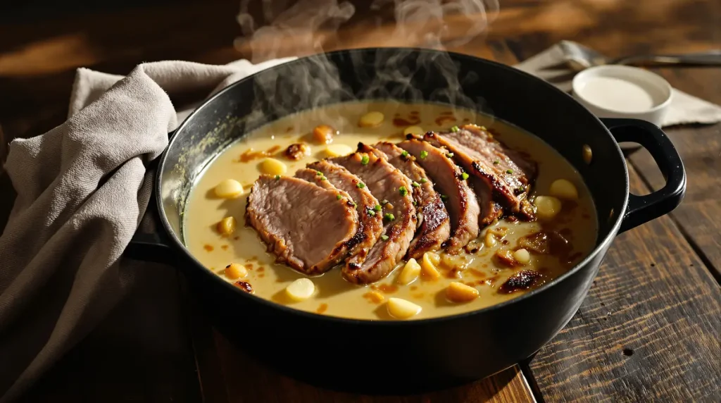 Ce rôti de porc cuit au lait est si fondant qu’on le déguste à la cuillère
